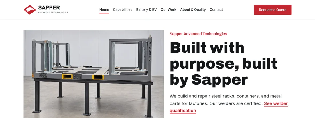 Homepage of sapperadvanced.com